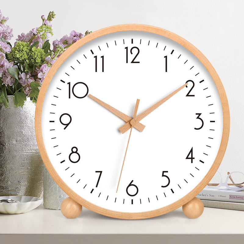 Solid Wood Table Clock Silent Movement Nordic Design