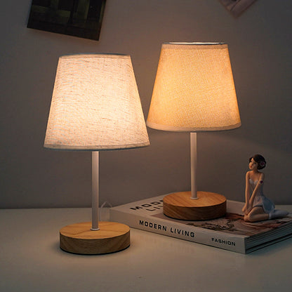 Solid Wood USB Table Lamp with Dimmable LED