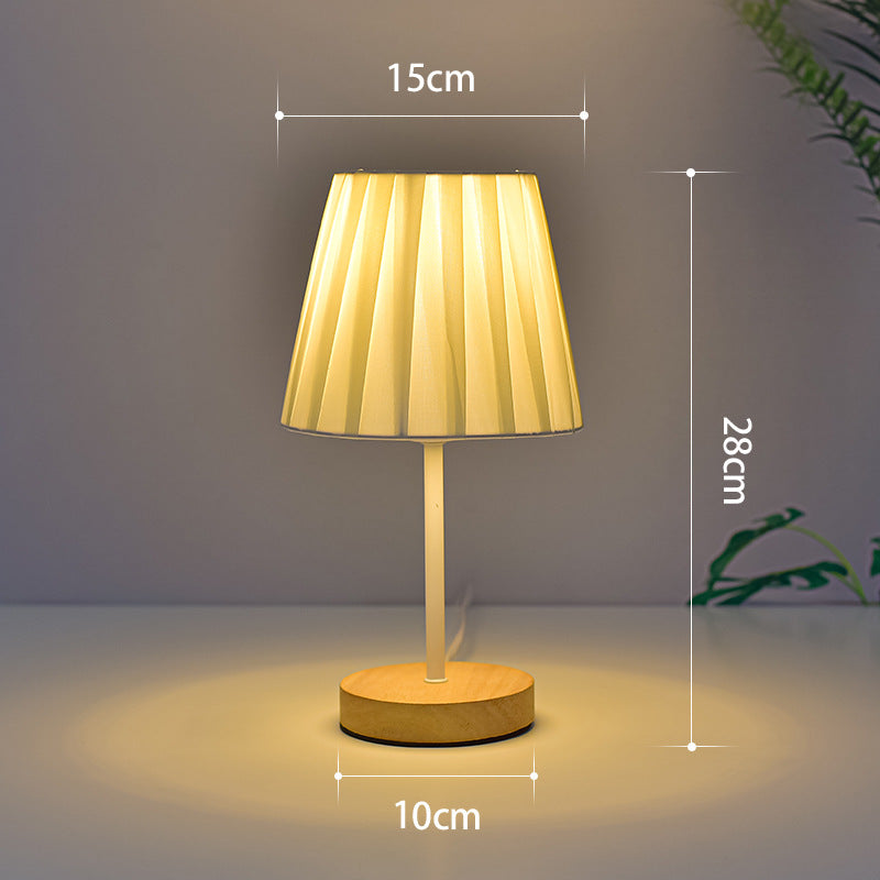 Solid Wood USB Table Lamp with Dimmable LED