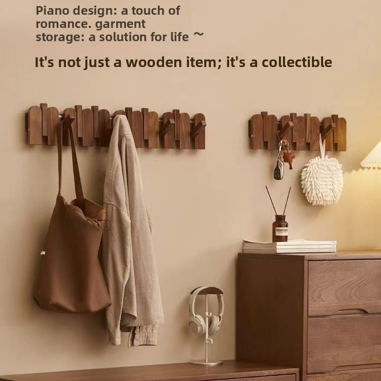 Solid Wood Wall Hook with Piano Key Design