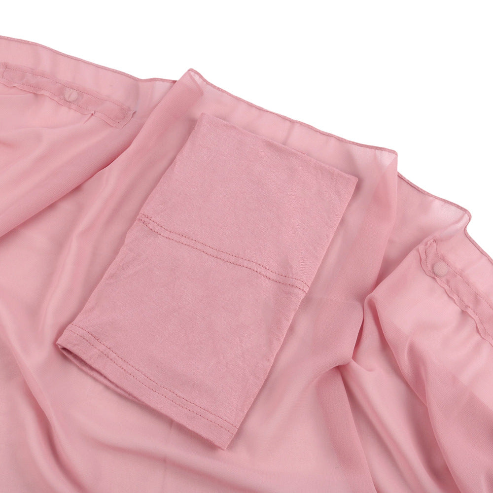 SoPearl Chiffon Scarf with Magnetic Buckle Cap