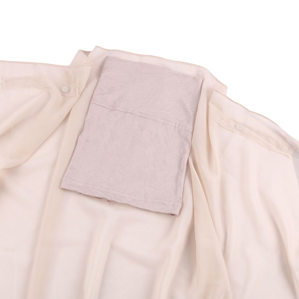 SoPearl Chiffon Scarf with Magnetic Buckle Cap