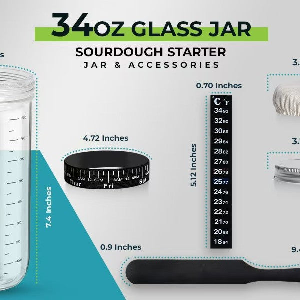 Sourdough Fermentation Glass Jar with Accessories