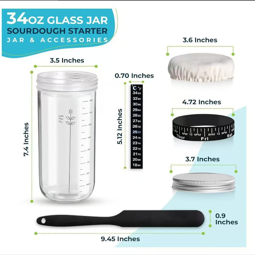 Sourdough Fermentation Glass Jar with Accessories
