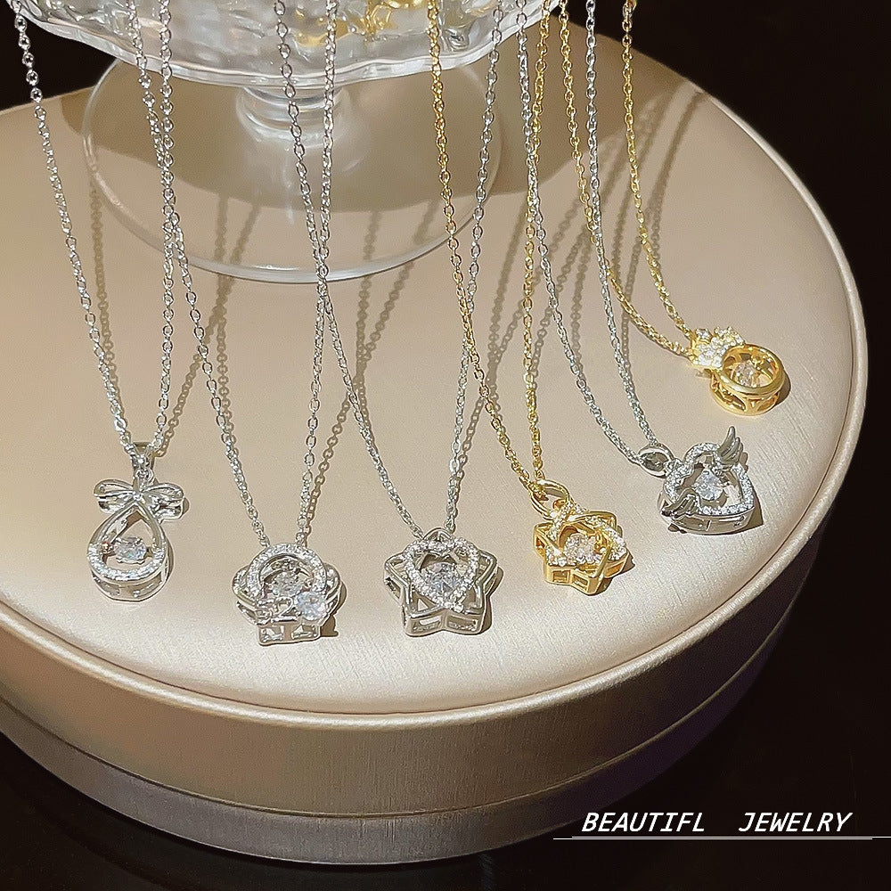 South Korea Hot-selling Accessories Niche Collarbone Chain Super Fairy All-match Pendant Light Luxury Necklace Chain New Style Titanium Steel Necklace Jewelry for Women