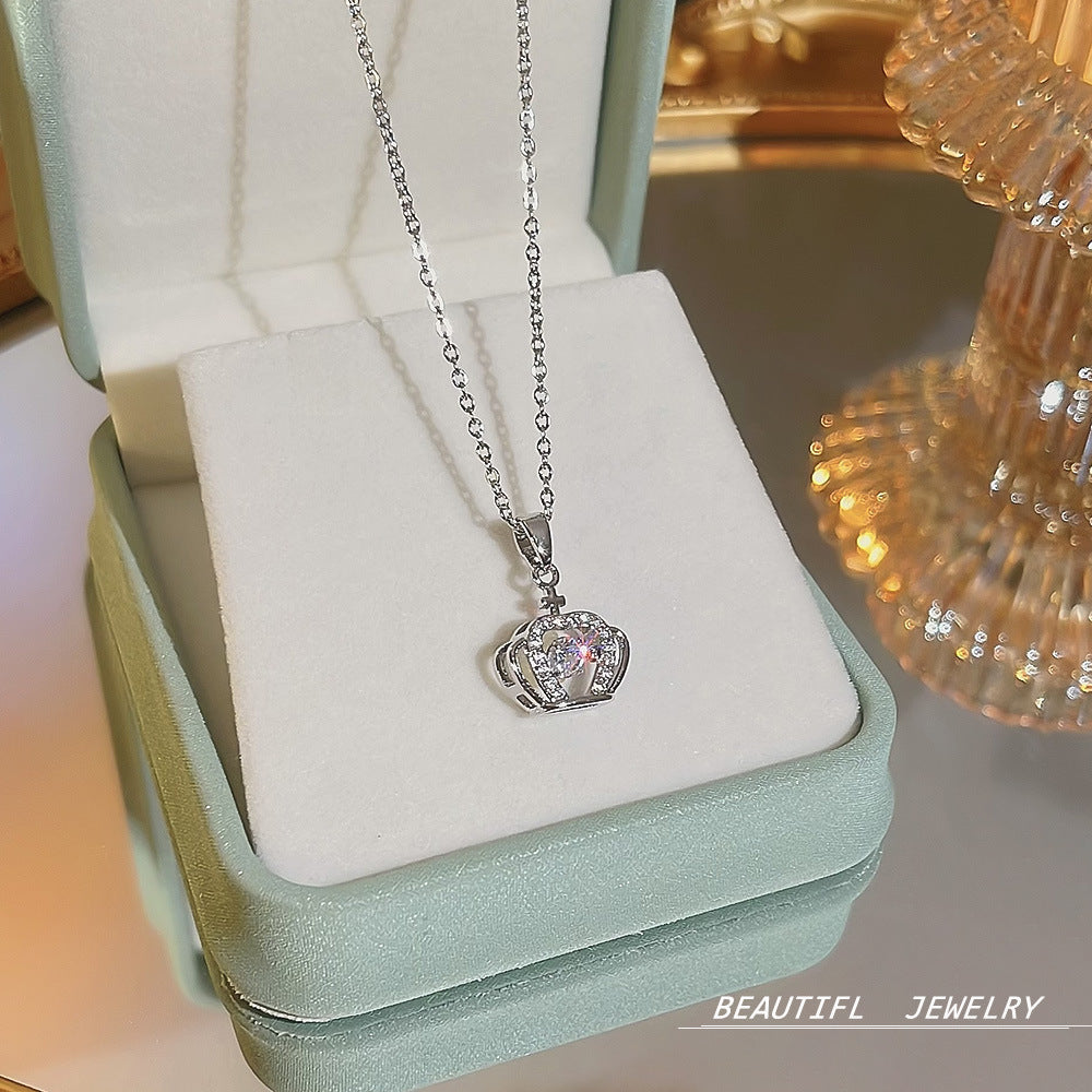 South Korea Hot-selling Accessories Niche Collarbone Chain Super Fairy All-match Pendant Light Luxury Necklace Chain New Style Titanium Steel Necklace Jewelry for Women