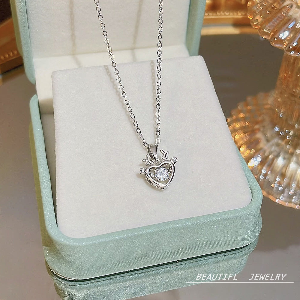 South Korea Hot-selling Accessories Niche Collarbone Chain Super Fairy All-match Pendant Light Luxury Necklace Chain New Style Titanium Steel Necklace Jewelry for Women