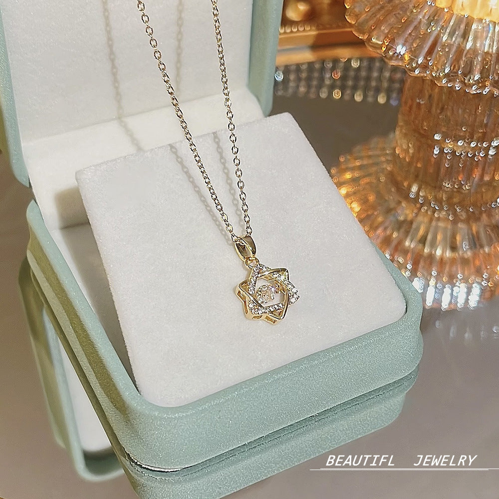 South Korea Hot-selling Accessories Niche Collarbone Chain Super Fairy All-match Pendant Light Luxury Necklace Chain New Style Titanium Steel Necklace Jewelry for Women