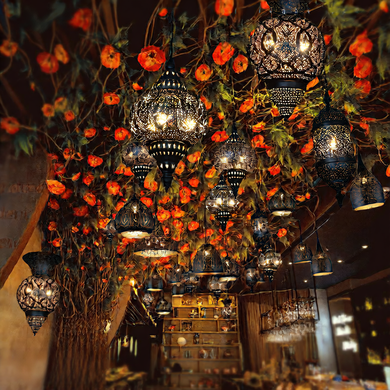 Southeast Asian Style Etched Iron Chandelier