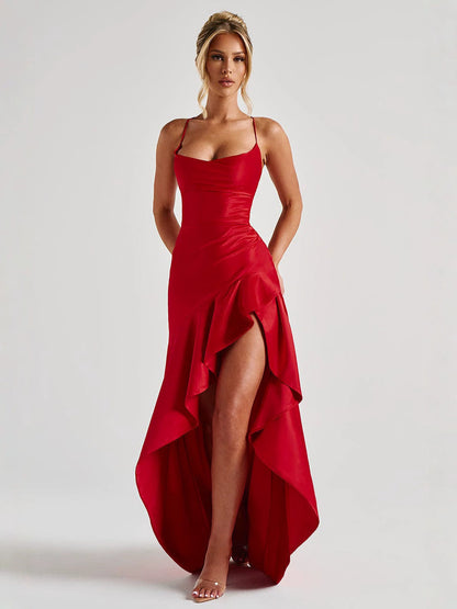 Spaghetti Strap Dress with Ruffles and Irregular Hem Dress