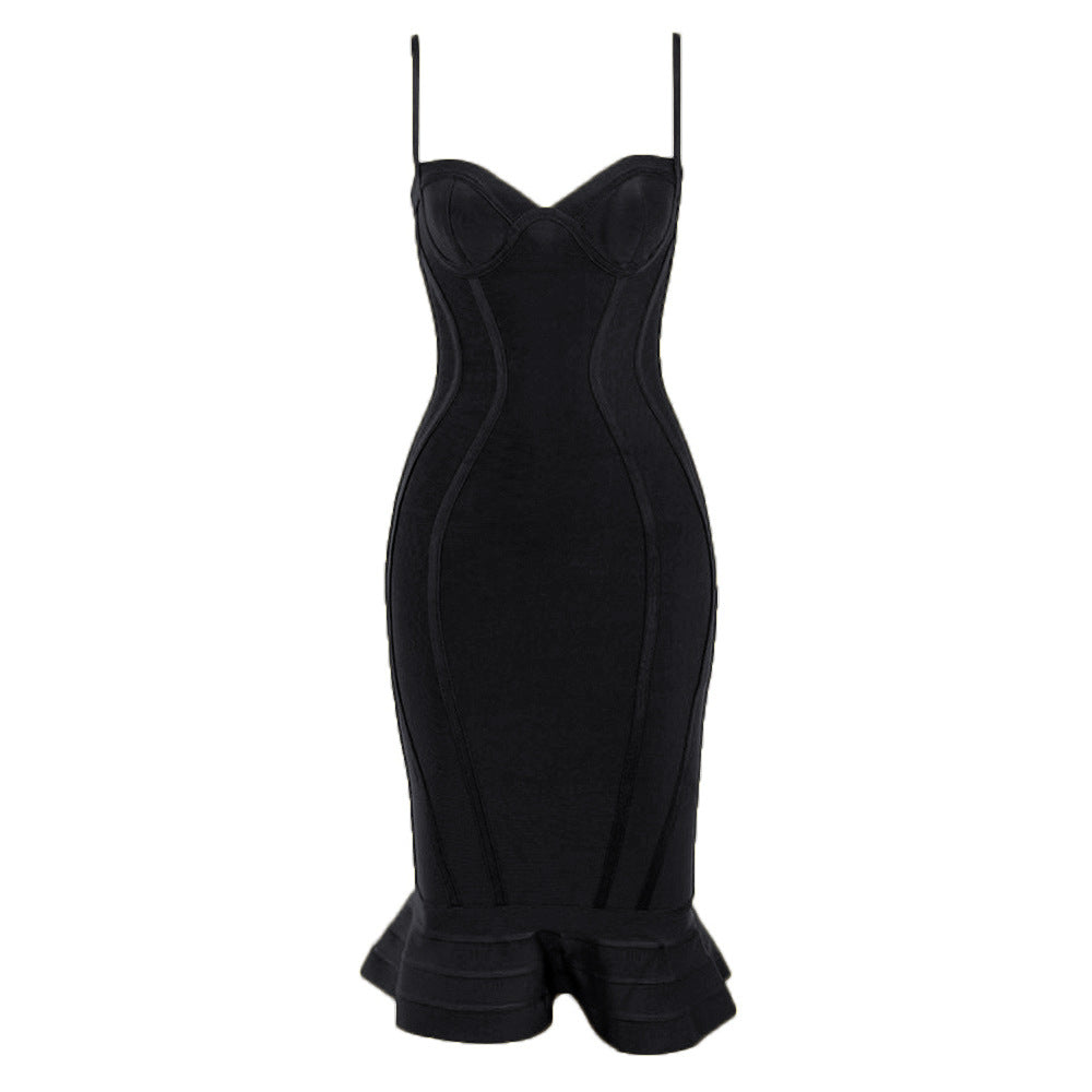 Spaghetti Strap Fishtail Bodycon Dress