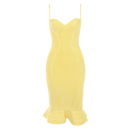 Spaghetti Strap Fishtail Bodycon Dress