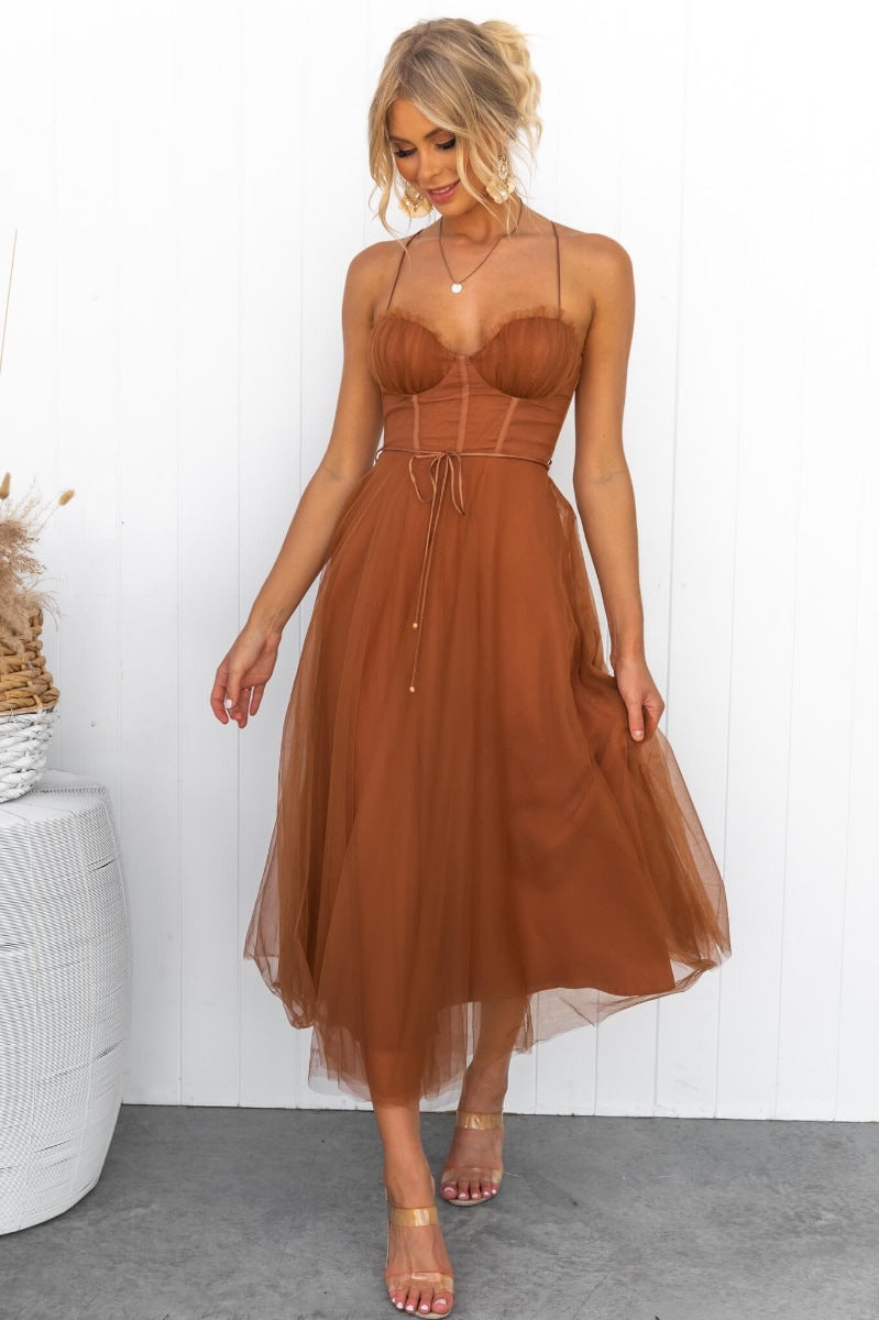 Spaghetti Strap Mesh Dress