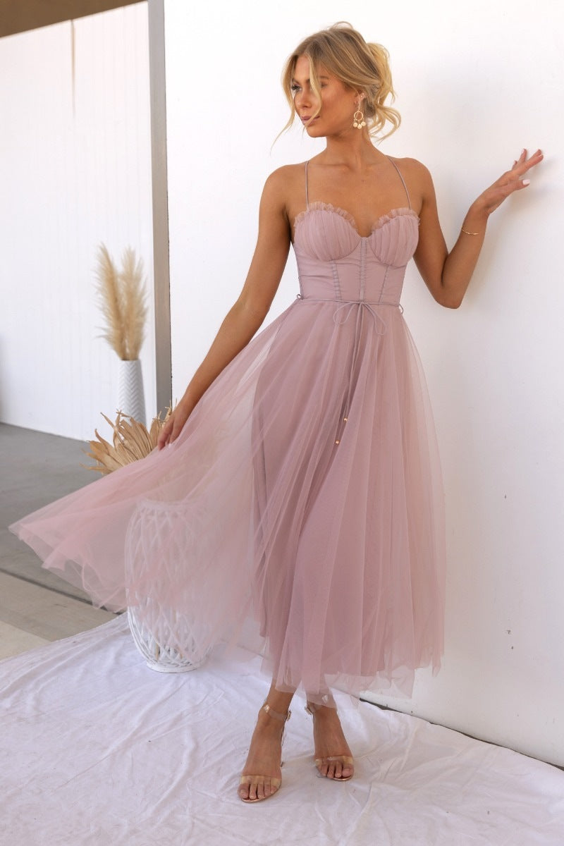 Spaghetti Strap Mesh Dress
