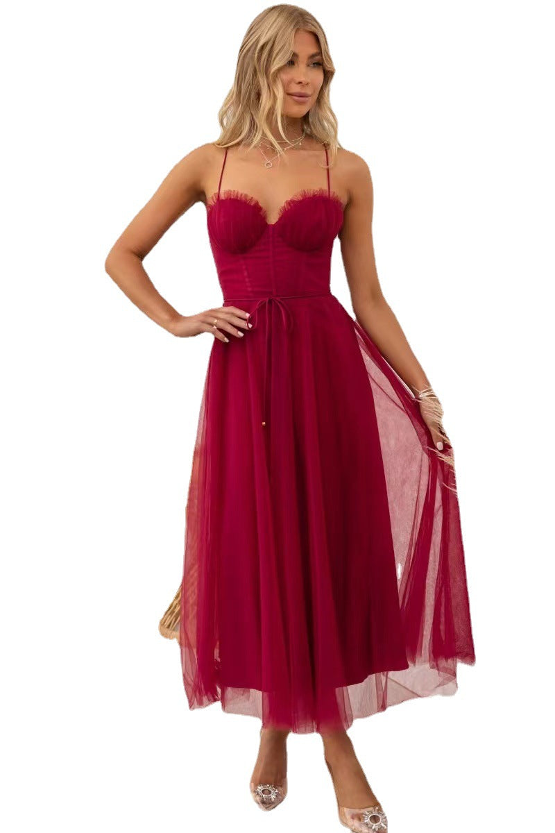 Spaghetti Strap Mesh Dress