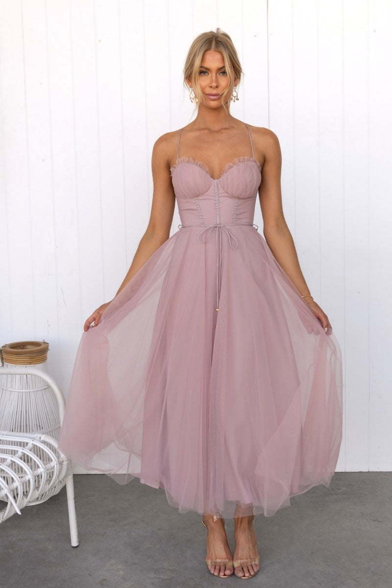Spaghetti Strap Mesh Dress