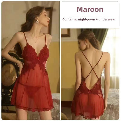 Spaghetti-strap nightgown pajama set