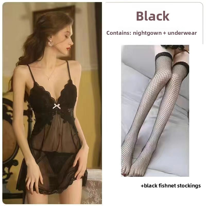 Spaghetti-strap nightgown pajama set