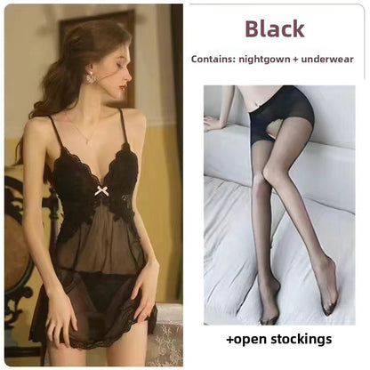 Spaghetti-strap nightgown pajama set