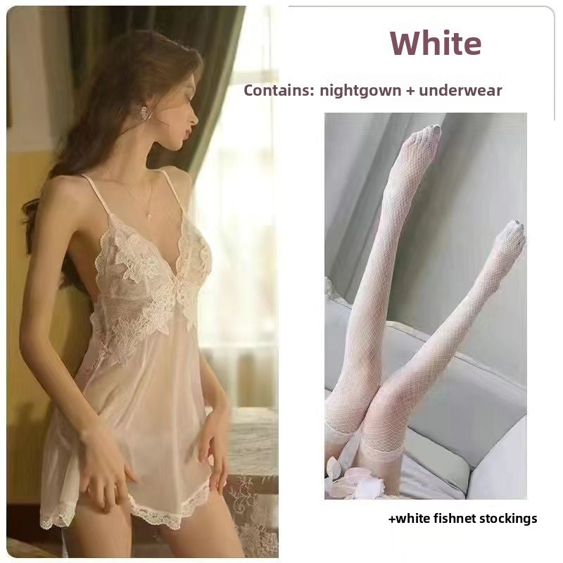 Spaghetti-strap nightgown pajama set