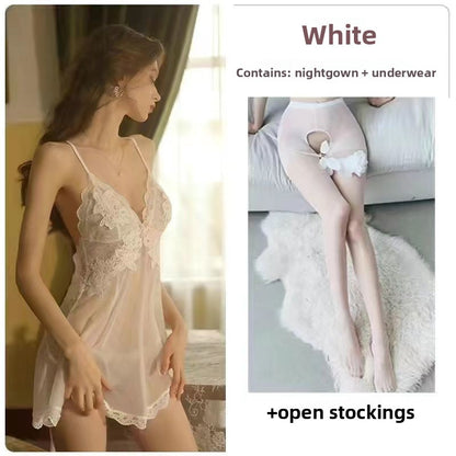 Spaghetti-strap nightgown pajama set