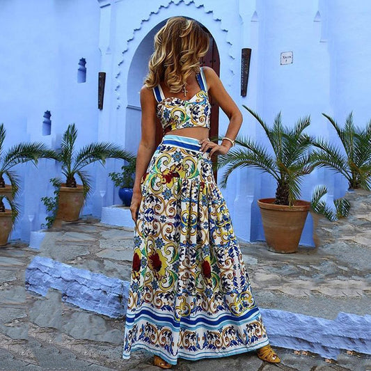 Spaghetti Strap Printed Dress