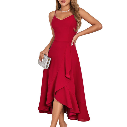 Spaghetti Strap Ruffled Cocktail Dress