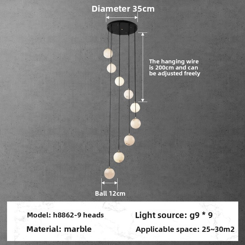 Spanish Marble Chandelier Modern Minimalist Hanging Light