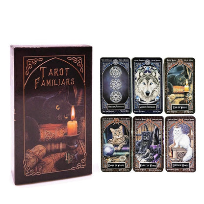 Spanish Oracle Card Tarot White Cat Wheel of Year Tarot