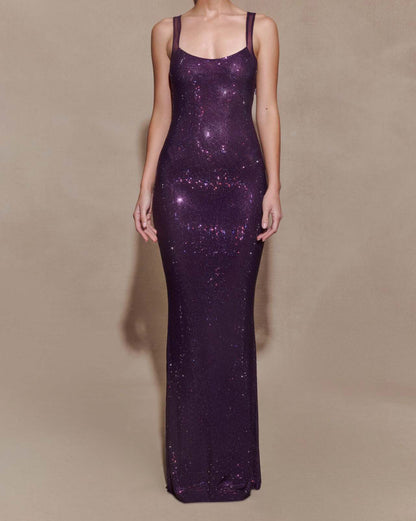 Sparkling Crystal Bodycon Long Dress