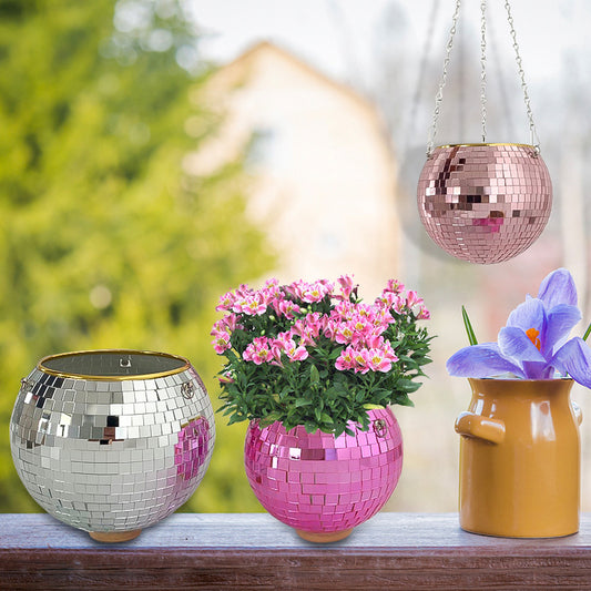 Spherical plastic suspended flowerpots