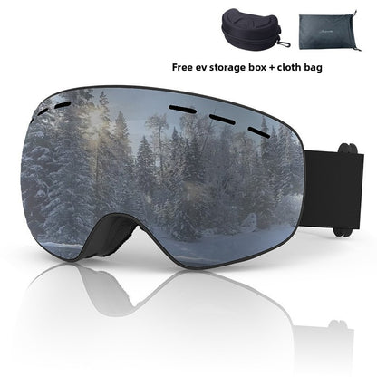 Spherical Ski Goggles with Double-Layer Anti-Fog