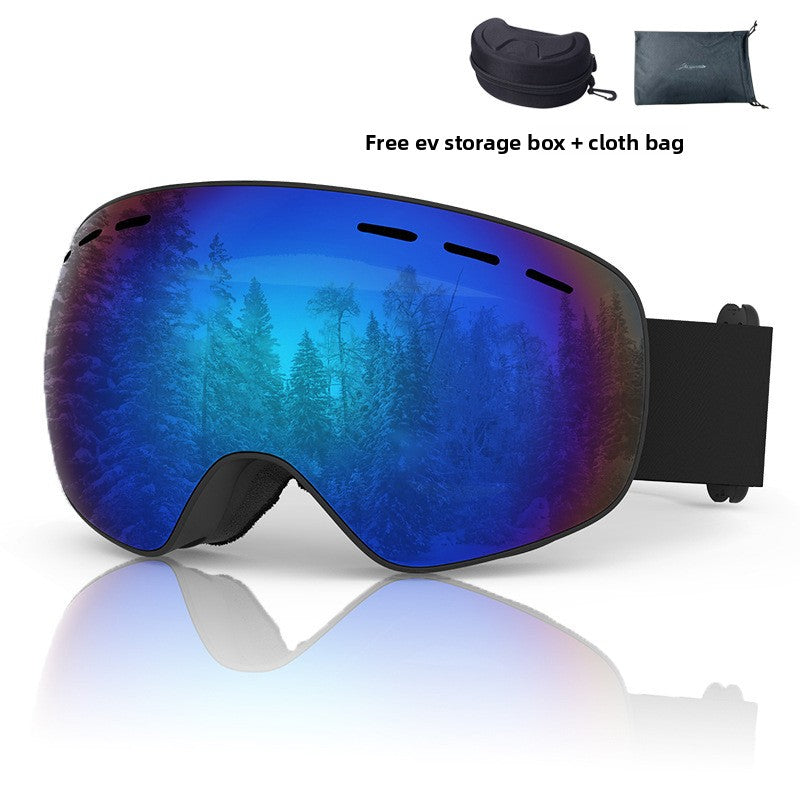Spherical Ski Goggles with Double-Layer Anti-Fog