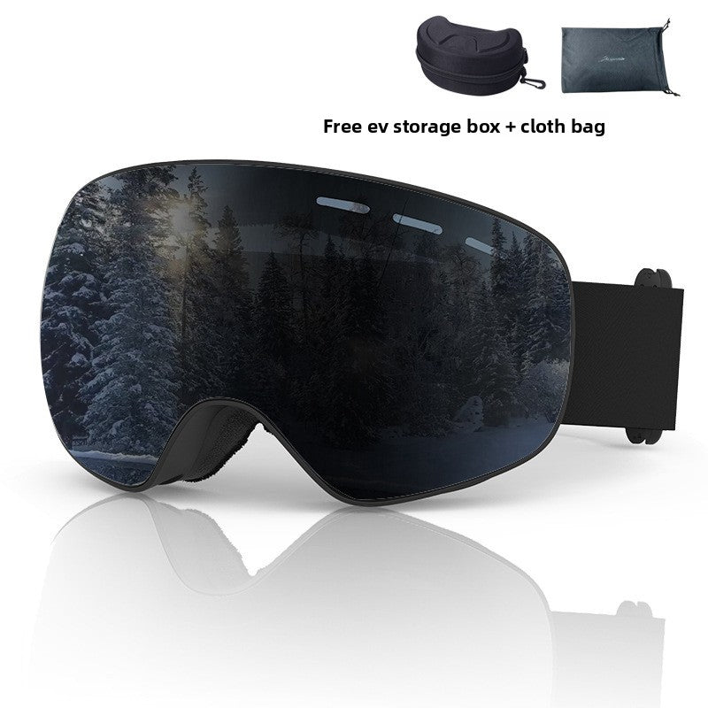 Spherical Ski Goggles with Double-Layer Anti-Fog