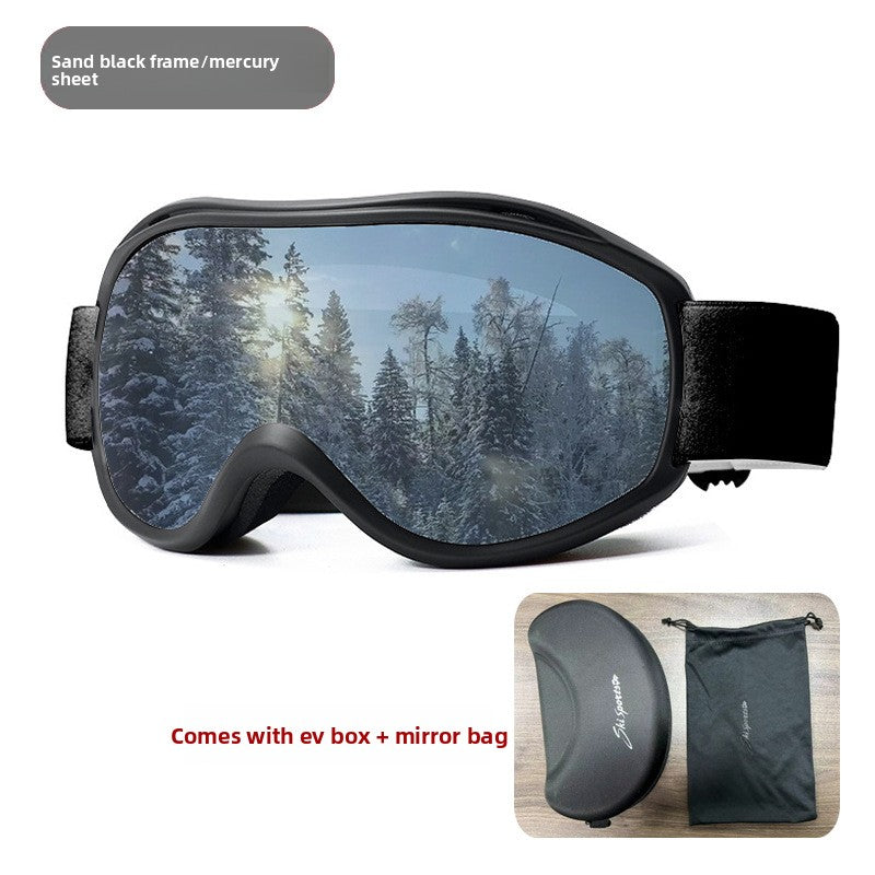 Spherical Ski Goggles with Double-Layer Anti-Fog