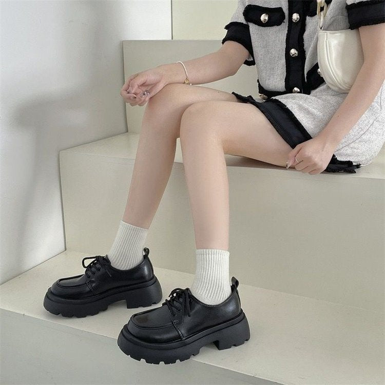 Spice Girls Thick-soled Leather Shoes Women