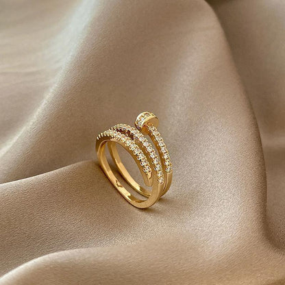 Spiral Copper Zircon Ring