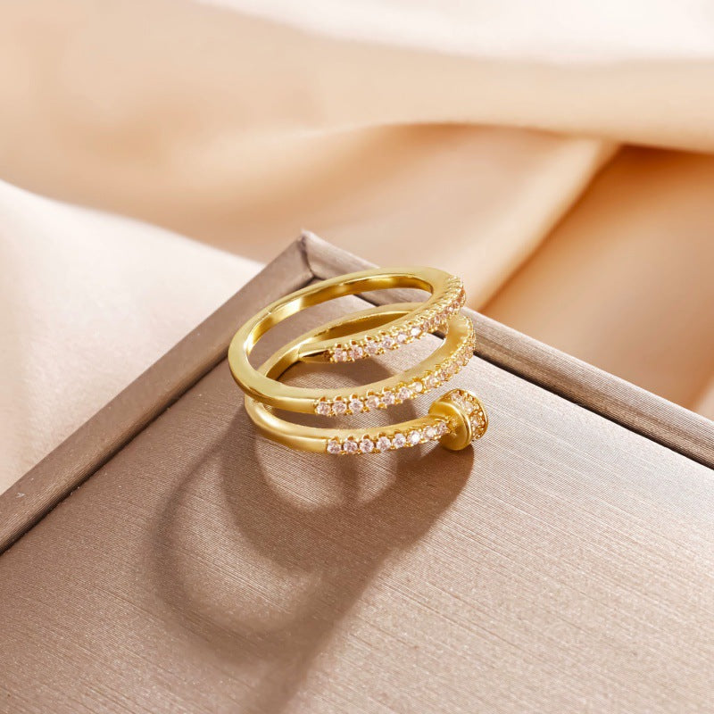 Spiral Copper Zircon Ring