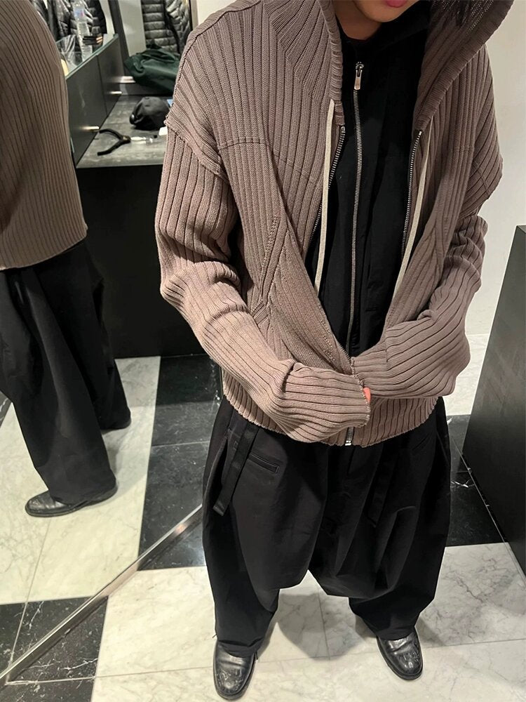 Spiral Drawstring Cotton Cardigan Jacket