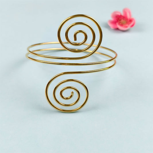 Spiral Floral Metal Arm Bracelet
