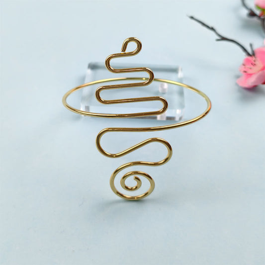 Spiral Floral Metal Arm Bracelet