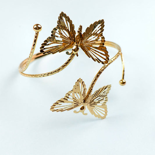 Spiral Floral Metal Arm Bracelet
