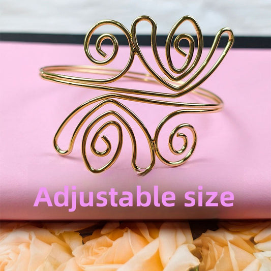 Spiral Floral Metal Arm Bracelet