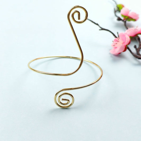 Spiral Floral Metal Arm Bracelet