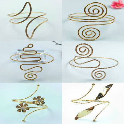 Spiral Floral Metal Arm Bracelet