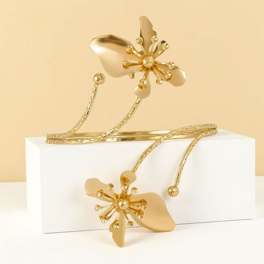 Spiral Floral Metal Arm Bracelet