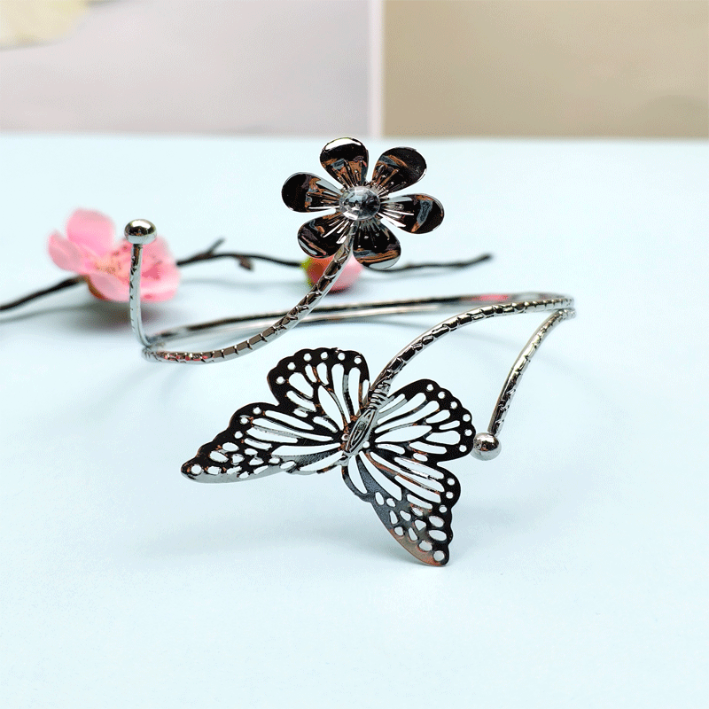 Spiral Floral Metal Arm Bracelet