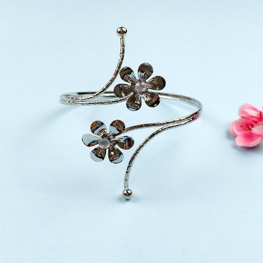 Spiral Floral Metal Arm Bracelet