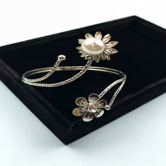 Spiral Floral Metal Arm Bracelet