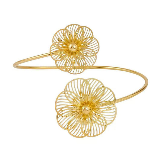 Spiral Floral Metal Arm Bracelet